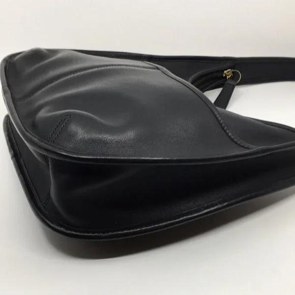 Vintage Coach Ergo Pocket Zip 9033 Black Glove-Tanned Leather Shoulder Bag Hobo - Picture 9 of 17